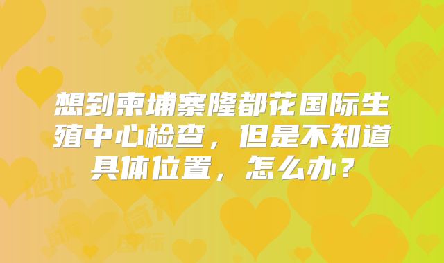 想到柬埔寨隆都花国际生殖中心检查，但是不知道具体位置，怎么办？