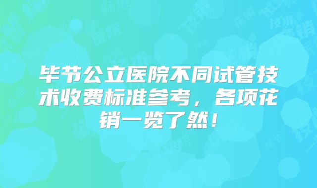 毕节公立医院不同试管技术收费标准参考,各项花销一览了然!