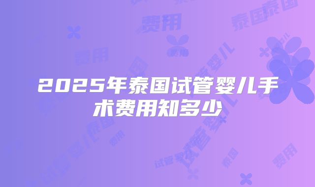 2025年泰国试管婴儿手术费用知多少