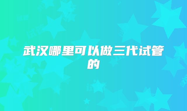 武汉哪里可以做三代试管的