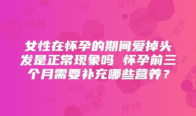 女性在怀孕的期间爱掉头发是正常现象吗 怀孕前三个月需要补充哪些营养?