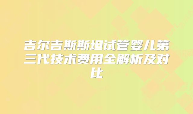 吉尔吉斯斯坦试管婴儿第三代技术费用全解析及对比