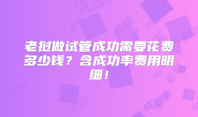 老挝做试管成功需要花费多少钱？含成功率费用明细！