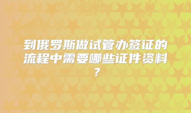 到俄罗斯做试管办签证的流程中需要哪些证件资料?