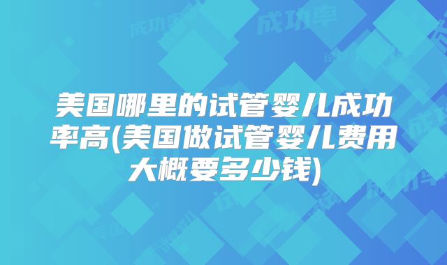 美国哪里的试管婴儿成功率高(美国做试管婴儿费用大概要多少钱)