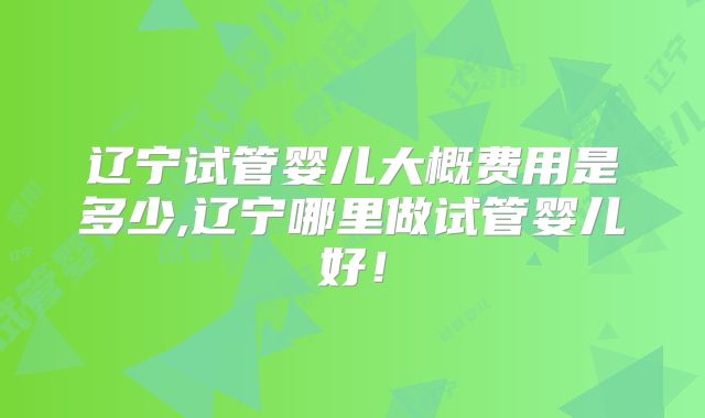 辽宁试管婴儿大概费用是多少,辽宁哪里做试管婴儿好！