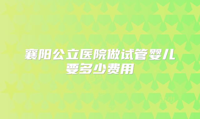 襄阳公立医院做试管婴儿要多少费用
