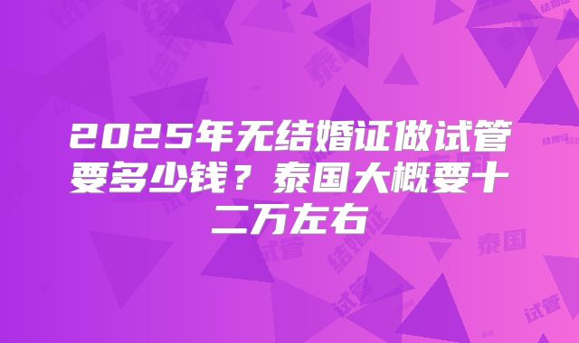 2025年无结婚证做试管要多少钱？泰国大概要十二万左右