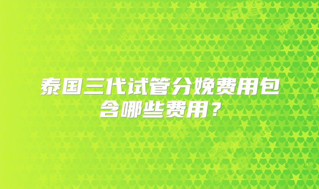 泰国三代试管分娩费用包含哪些费用?