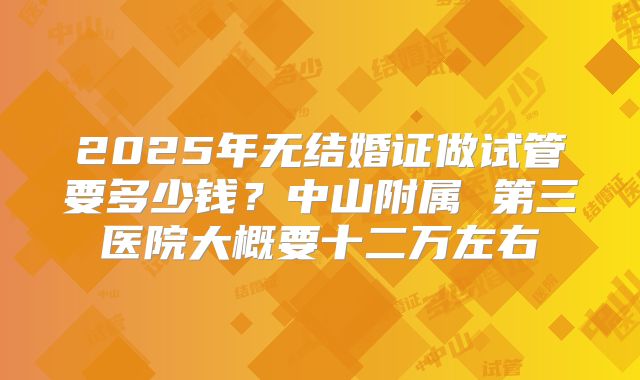 2025年无结婚证做试管要多少钱?中山附属 第三医院大概要十二万左右