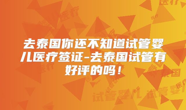 去泰国你还不知道试管婴儿医疗签证-去泰国试管有好评的吗！