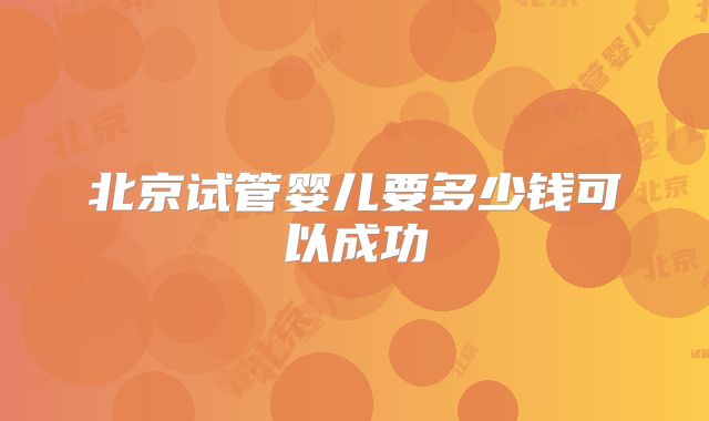 北京试管婴儿要多少钱可以成功