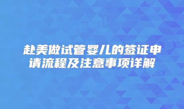 赴美做试管婴儿的签证申请流程及注意事项详解