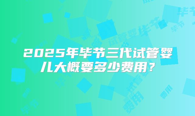 2025年毕节三代试管婴儿大概要多少费用？