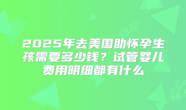 2025年去美国助怀孕生孩需要多少钱？试管婴儿费用明细都有什么