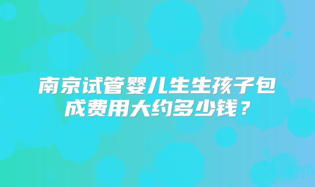 南京试管婴儿生生孩子包成费用大约多少钱？