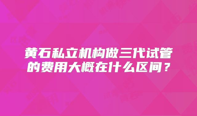 黄石私立机构做三代试管的费用大概在什么区间?