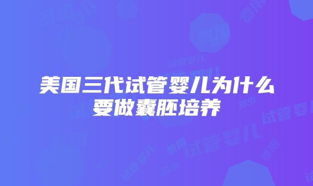 美国三代试管婴儿为什么要做囊胚培养