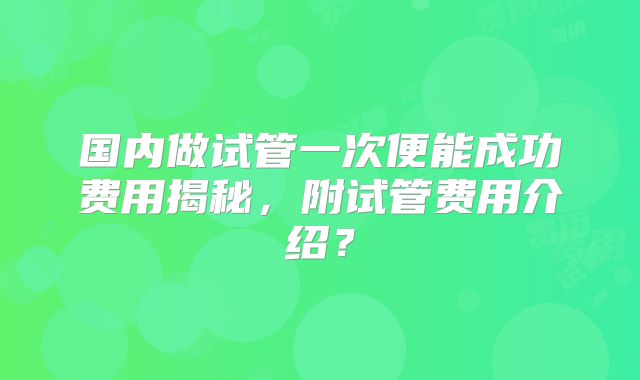 国内做试管一次便能成功费用揭秘，附试管费用介绍？