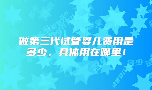 做第三代试管婴儿费用是多少，具体用在哪里！