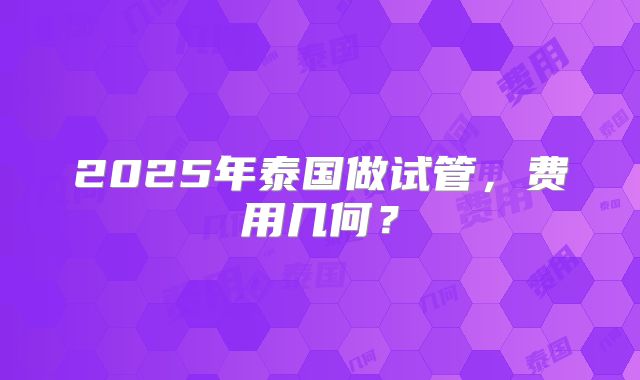 2025年泰国做试管，费用几何？