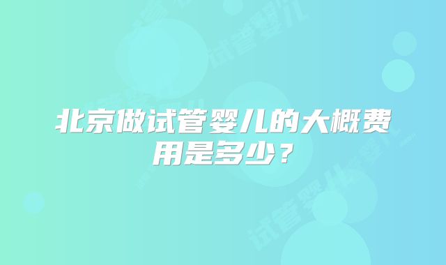 北京做试管婴儿的大概费用是多少?