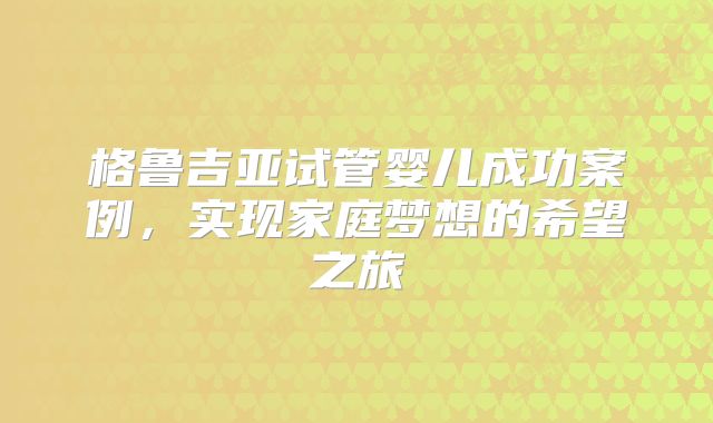 格鲁吉亚试管婴儿成功案例，实现家庭梦想的希望之旅