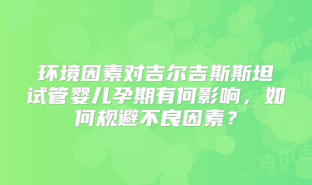 环境因素对吉尔吉斯斯坦试管婴儿孕期有何影响,如何规避不良因素?