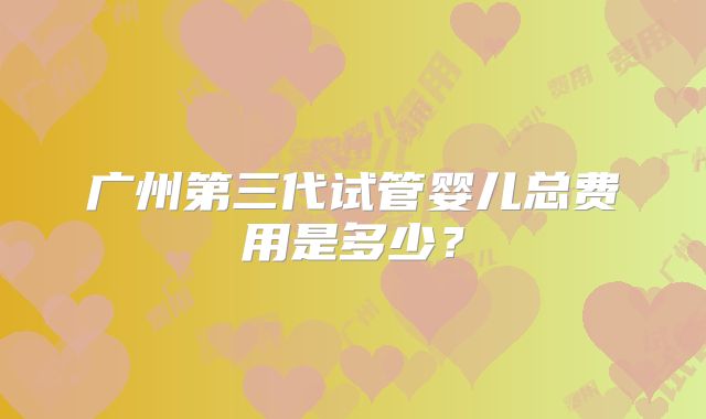 广州第三代试管婴儿总费用是多少？