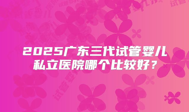 2025广东三代试管婴儿私立医院哪个比较好?