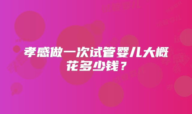孝感做一次试管婴儿大概花多少钱？