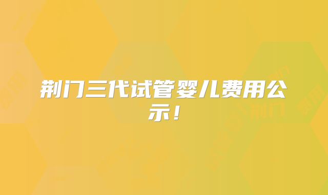 荆门三代试管婴儿费用公示!