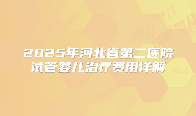 2025年河北省第二医院试管婴儿治疗费用详解