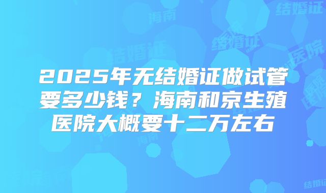2025年无结婚证做试管要多少钱？海南和京生殖医院大概要十二万左右