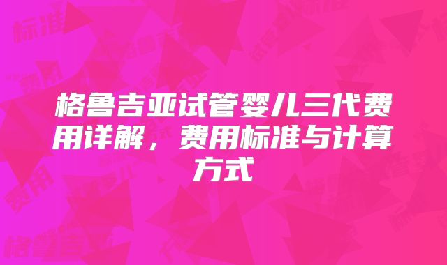 格鲁吉亚试管婴儿三代费用详解,费用标准与计算方式