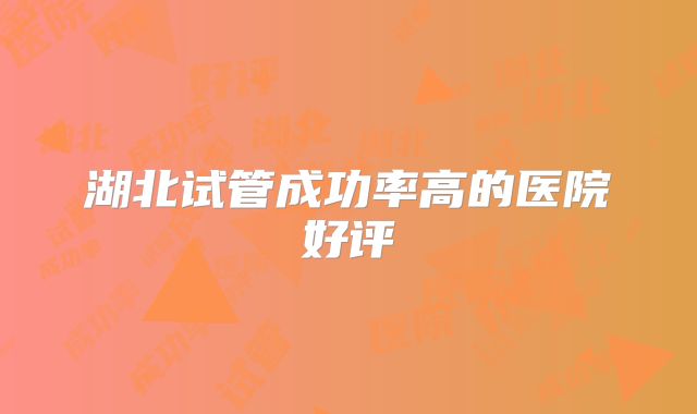 湖北试管成功率高的医院好评