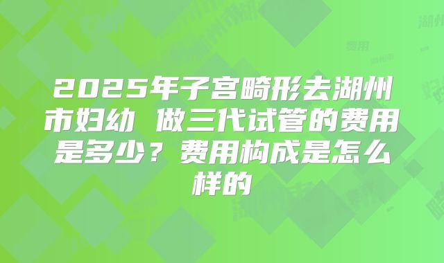 2025年子宫畸形去湖州市妇幼 做三代试管的费用是多少？费用构成是怎么样的