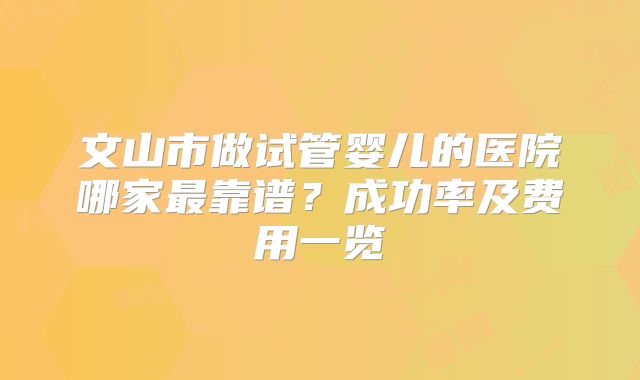 文山市做试管婴儿的医院哪家最靠谱?成功率及费用一览