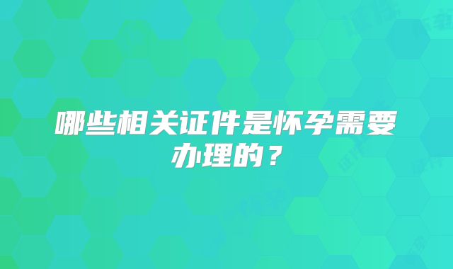 哪些相关证件是怀孕需要办理的？