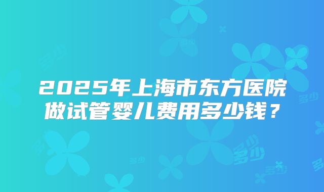 2025年上海市东方医院做试管婴儿费用多少钱？