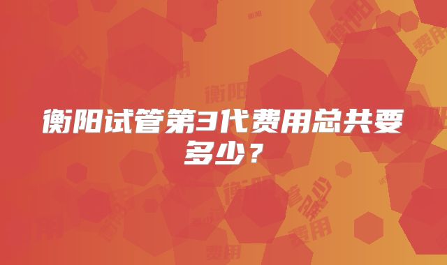衡阳试管第3代费用总共要多少？
