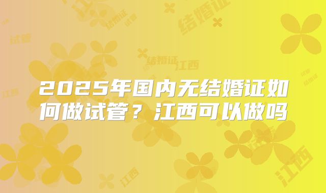 2025年国内无结婚证如何做试管？江西可以做吗