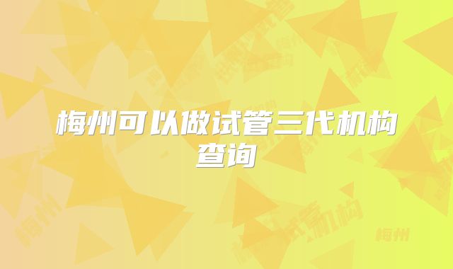 梅州可以做试管三代机构查询