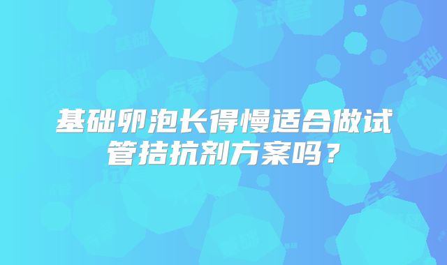 基础卵泡长得慢适合做试管拮抗剂方案吗?