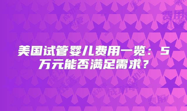 美国试管婴儿费用一览:5万元能否满足需求?