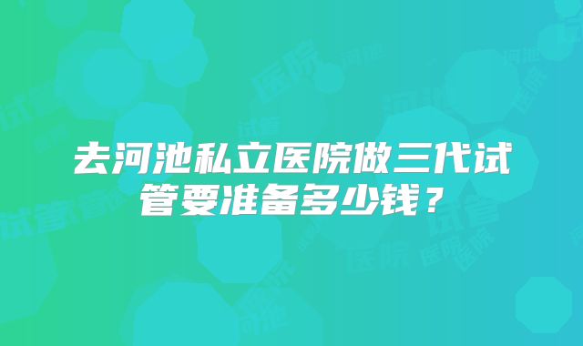 去河池私立医院做三代试管要准备多少钱？