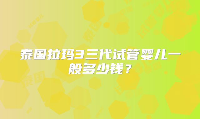 泰国拉玛3三代试管婴儿一般多少钱？