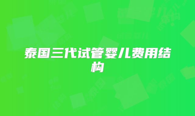 泰国三代试管婴儿费用结构