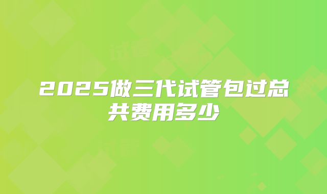 2025做三代试管包过总共费用多少