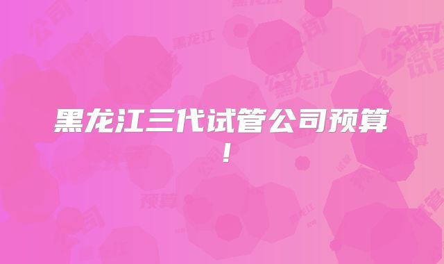 黑龙江三代试管公司预算!